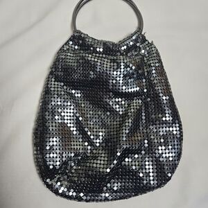 Anabela Silver Metal Mesh With Metal Handles Sequin Women's Bag